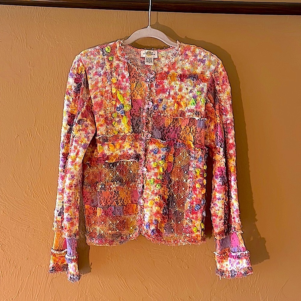 Vintage Sandy Starkman Sweater Jacket Button Up Size Small Multicolored